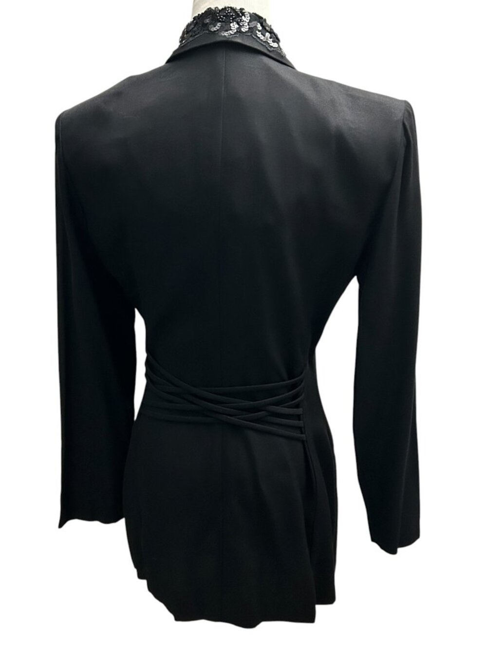 Lois Snyder Dani Max Size 8 Vintage Black Embellished Double Breasted Blazer NWT - Picture 5 of 12